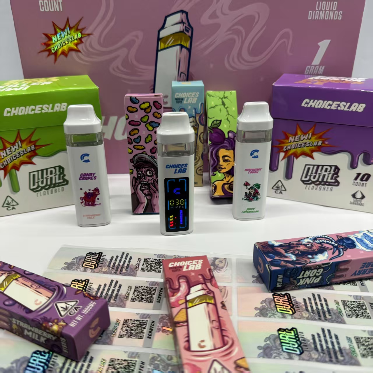1 Gram Choices Labs Disposable Premium THC Vape Dual Flavors Digital Display 2 Gram Cbd Vape Pen
