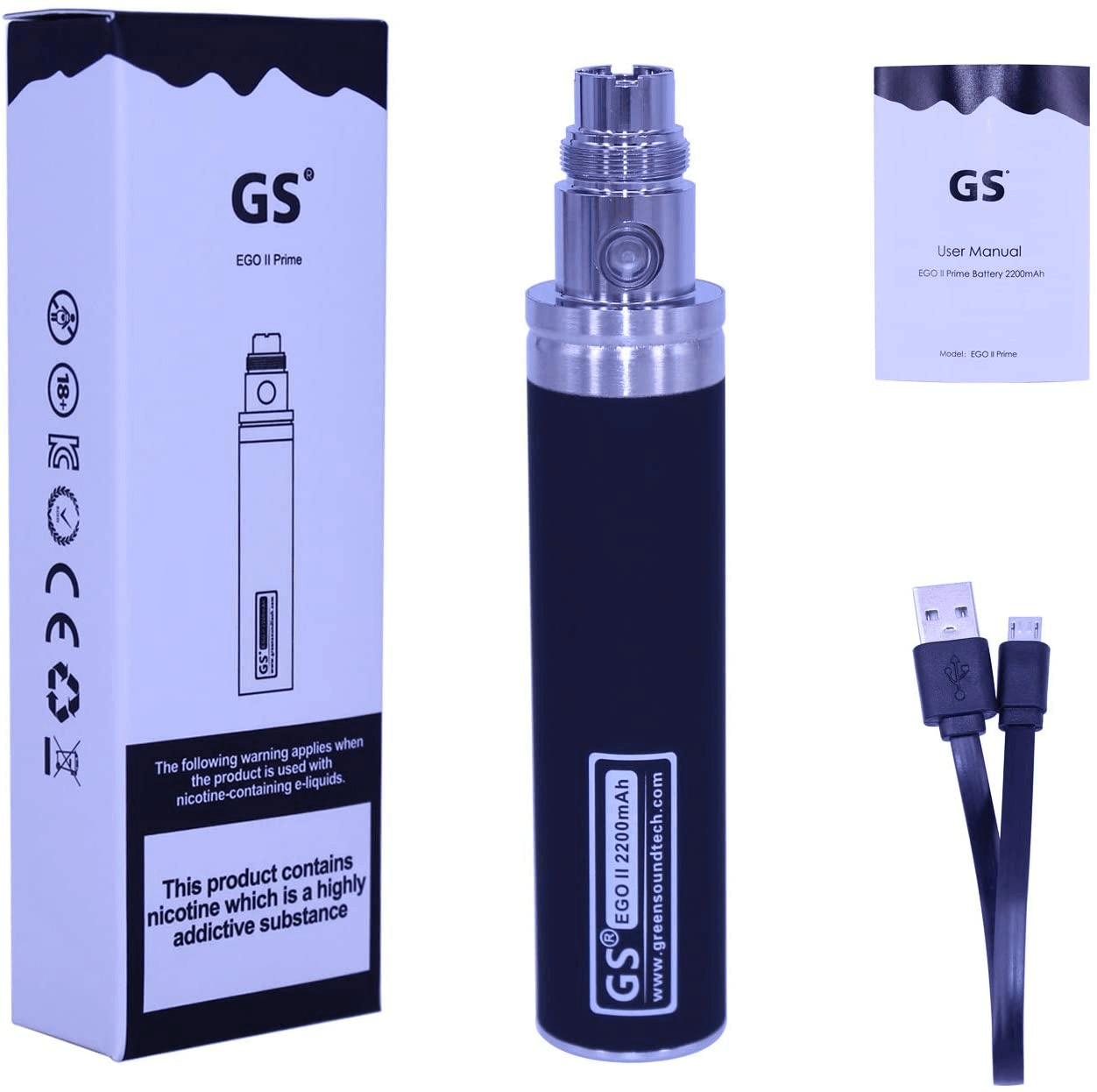 GS EGO II Prime CBD 510 Battery Rechargeable Vape Cartridge Vaporizer Pen