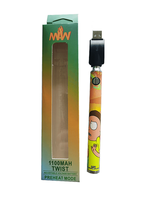 Ricky And Morty Vape Battery Pen Bottom Voltage Variable CBD Cartridge Battery