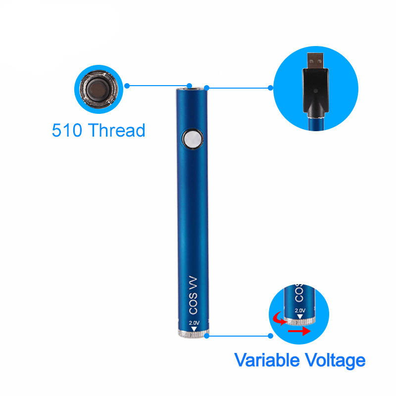 Cos VV Twist 510 CBD Battery Slim Pen 380Mah For Vape Cartridge