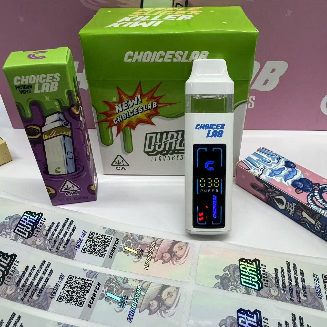 1 Gram Choices Labs Disposable Premium THC Vape Dual Flavors Digital Display 2 Gram Cbd Vape Pen